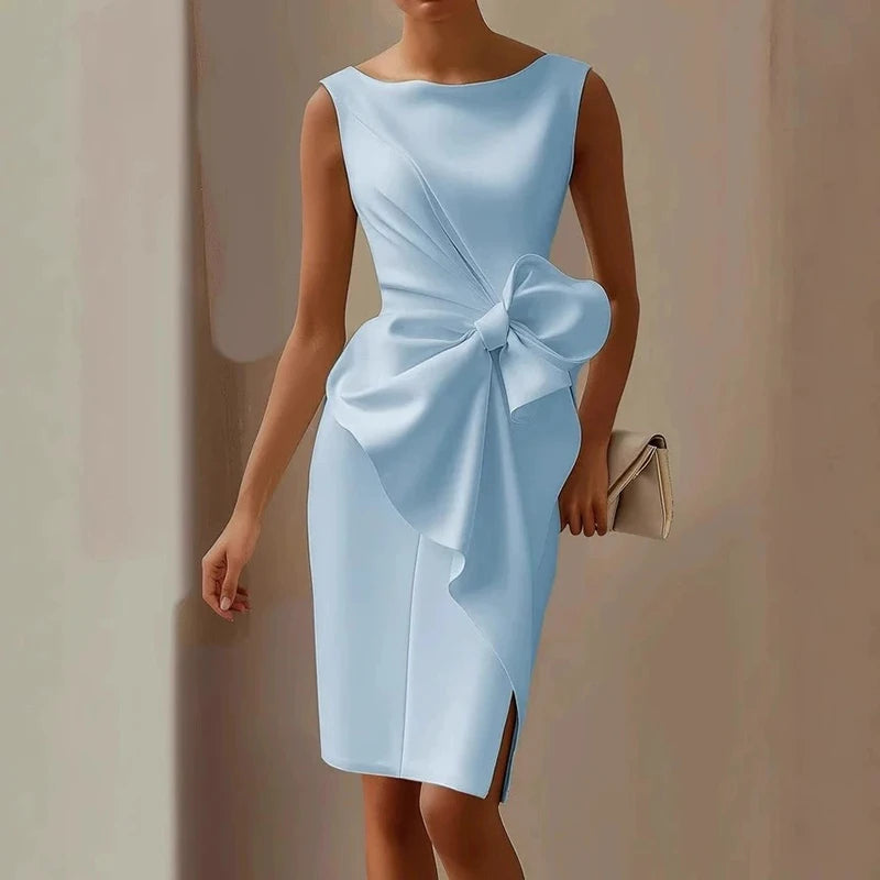 Bow midi slim party dress