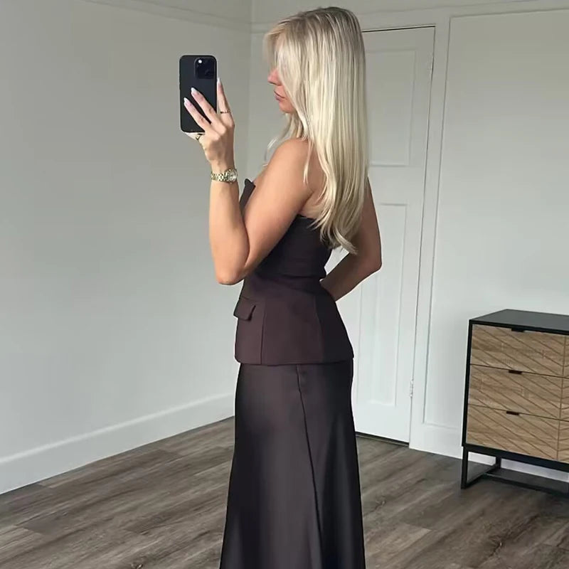 V-neck Strapless cropped top
