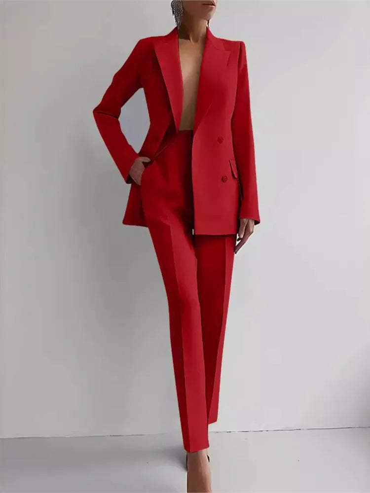 Slim Tops Blazer Pants