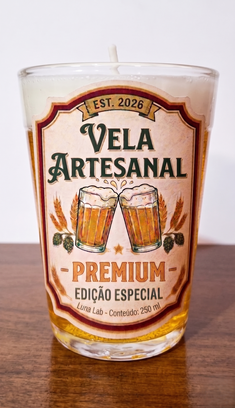 Vela Artesanal Aromática Cerveja Copo Americano 250 ml – Edição Especial